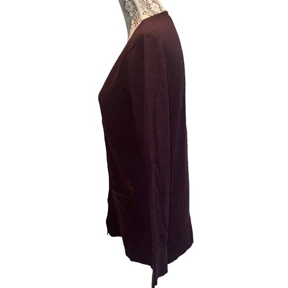 Banana Republic Cardigan 100% Merino Wool V-Neck burgundy Button Womens Sz Small - Picture 3 of 15
